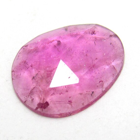 Rubellite Tourmaline Cabochon Rose Cut Watermelon Pink Gemstone One of a Kind Faceted Handmade Handcut Ring Stone Faceted
