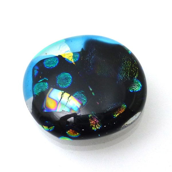 Cabochon en verre dichroïque fait main unique en son genre fait main design Lisajoy Sachs à utiliser dans les bijoux de créateur collier pendentif bague