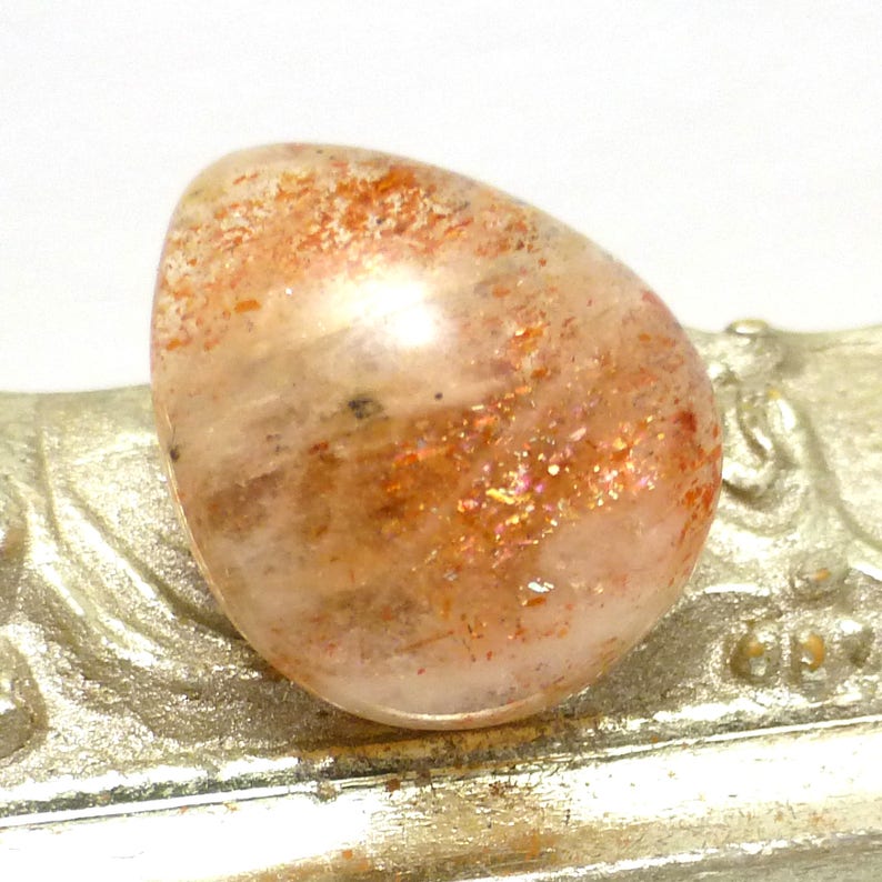 Sunstone Cabochon Orange Sparkle Aventurine Intense One of a Kind Rare Gemstone Rainbow Feldspar Natural Labradorite Glow Schiller Sparkle