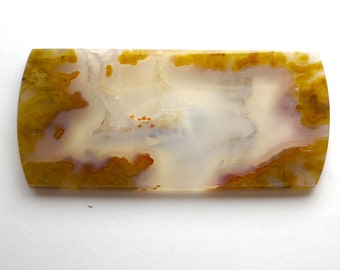 35.53 Carats Agua Nueva Agate Cabochon Translucent Vintage Large Rectangle Rust Lavender Yellow Lace Condor Patterns Chihuahua Mexico