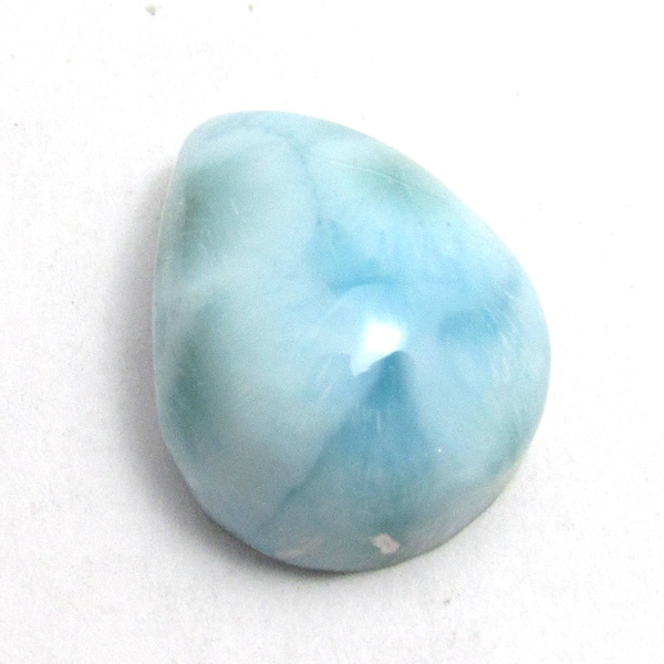 Larimar Cabochon Stefilia's Stone Pectolite Tear Drop Designer Cut Light Sky Tifany Robins Egg Blue Green Jewelry Dominican Republic