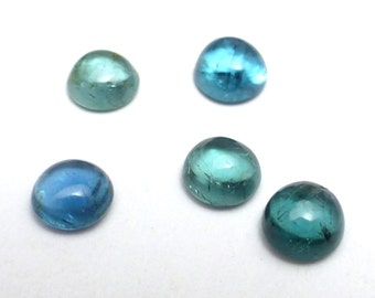 0.450 Carats Blue Tourmaline Cabochon ONE 4.75mm Round Rare Indicolite Domed Natural Gemstone Perfect Ring stone Caribbean Aqua Paraiba