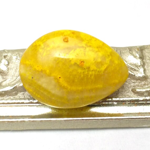 Bumble Bee Jasper Cabochon Free Form Hand Cut Lapidary Rare Material Bali Indonesia West Java Orange Yellow Grey Black Saffron Pendant Ring