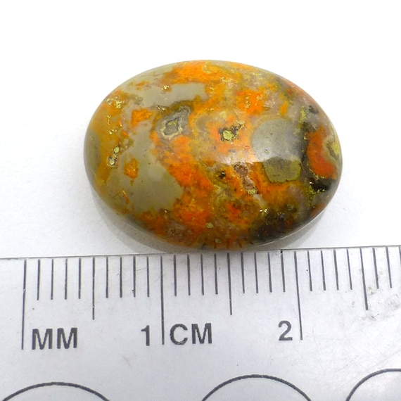 Bumble Bee Jasper Cabochon Free Form Hand Cut Lapidary Rare Material Bali Indonesia West Java Orange Yellow Grey Black Saffron Pendant Ring
