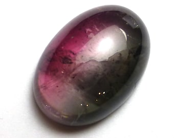 10.14 Carats Indicolite Tourmaline Cabochon Bi Color Grey Purple Pink Domed Oval Natural Gemstone Engagement Ring One of a Kind Rare Unique