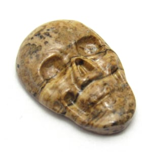 Totenkopf Cabochon Bild Landschaft Jaspis geschnitzt Unikat Unisex Schmuck Rocker Biker maskulin Tag der Toten Halloween