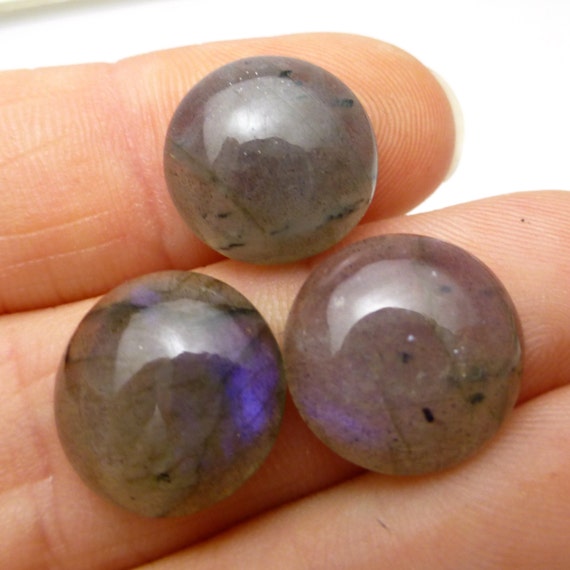 5.6 Carats Labradorite Cabochon 13mm Round Spectrolite Domed Opal Like Flashing Blue Handmade Awesome Fire Calibrated Gemstone  for Jewelry