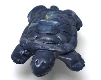 35.195 Carats Black Opal Turtle Carving Handmade Carved Solid Blue Grey Lightning Ridge Australian Australia Boulder Poker Card Protector