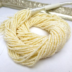 Micro Seed Pearls Beads 1.5mm - 2mm NATURAL White Ivory Fresh Water Cultured Perfect for Wedding Repair Replacement Full Strand 15 inches