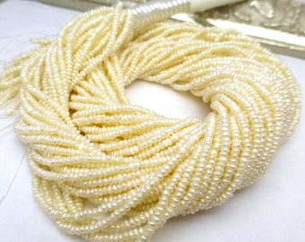 Micro Seed Pearls Beads 1.5mm - 2mm NATURAL White Ivory Fresh Water Cultured Perfect for Wedding Repair Replacement Full Strand 15 inches