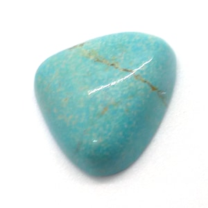 May include: A smooth, light blue turquoise cabochon with brown veins. The stone is oval shaped and has a polished finish.