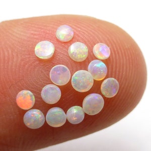 10 Pieces 2mm Cabochon Round Solid Opal White opal Rainbow Australian Natural Confetti Pinfire  Rings Coober Pedy Boulder opal Set Pairs ten