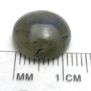 May include: A green oval-shaped gemstone with a smooth, polished surface. The stone is approximately 1 centimeter in length.