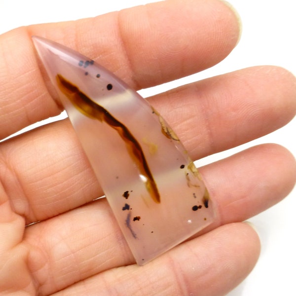 Cabochon en agate du Montana allongé mince, coupe créative faite à la main, parfait pour le pendentif, transparent, superposé, pois, facturation de la rivière Yellowstone