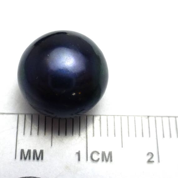 12.86 Carats Black Pearl Big 13mm Round Half Drilled