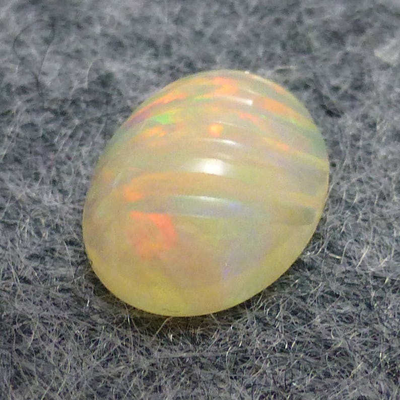 Welo Opal Cabochon 9x7 7x9 9mm x 7mm Carved Domed Oval Solid Ethiopian Orange Red Jelly ONE Ring Stone Bright Flashing Calibrated