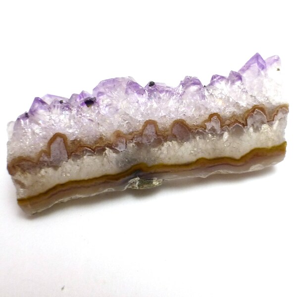 Tranche d'améthyste cabochon cristal rare poli à bandes Druzy pierre de naissance février bijoux en pierres précieuses unique en son genre pour les bijoux