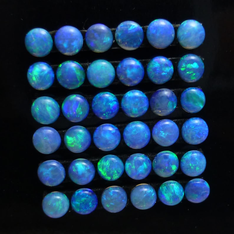 Lightning Ridge Black Opal 3mm ONE Calibrated Cabochon Round Solid BlueGreen Australian Boulder Jelly Stacking Rings Ring Jewelry Repair
