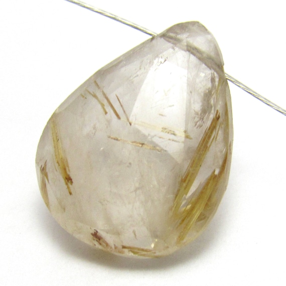 Faceted Nugget Rutilated Quartz Focal Bead Rutilated Quartz Bead 22 mm Focal Faceted Nugget Rutilated Quartz Focal Bead Rutilated Quartz Bead 22 mm Focal