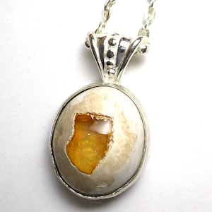 Mexican Fire Opal Pendant Necklace Sterling Silver 925 Orange Matrix ...