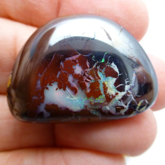 Boulder Opal Bead Cabochon Koroit Yowah Nut Australian Boulder Opal Side Drilled Cabochon Interesting Veining Nut Portion handmade unique