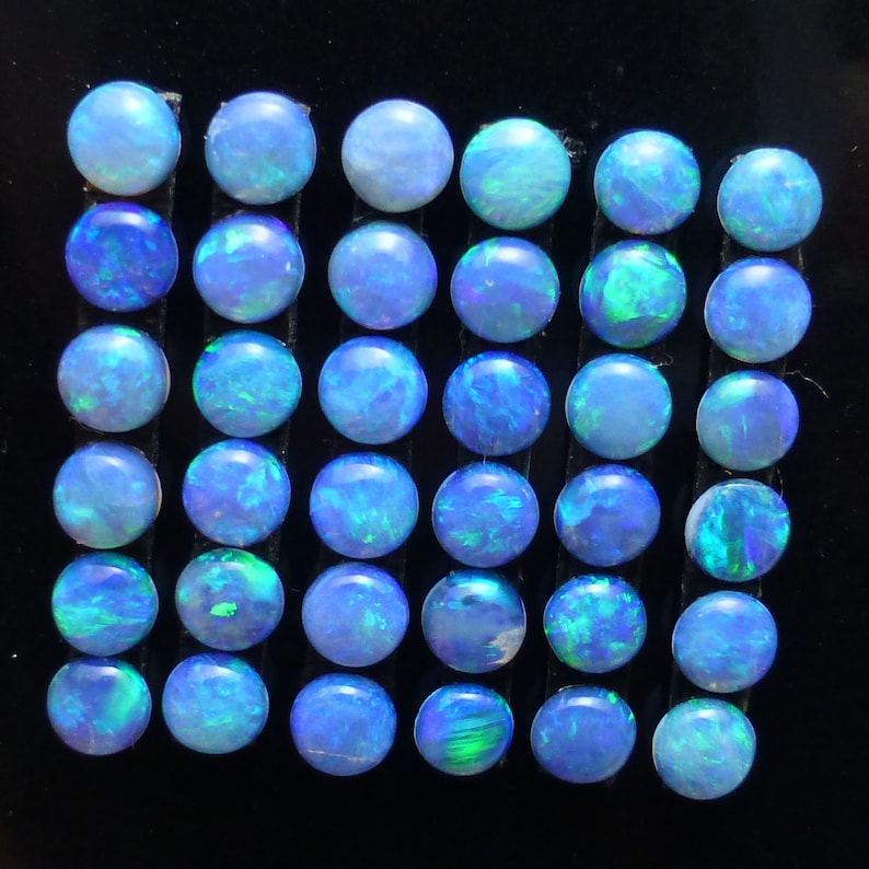 Lightning Ridge Black Opal 3mm ONE Calibrated Cabochon Round Solid BlueGreen Australian Boulder Jelly Stacking Rings Ring Jewelry Repair