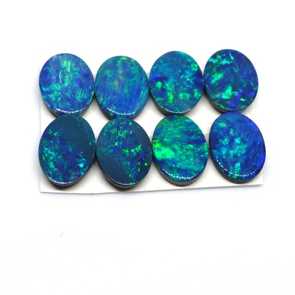 ONE 0.79 Carats Australian Opal Cabochon Doublet 8x6 6x8 8mm x 6mm Oval Calibrated Blue Green - Perfect for Making Jewelry