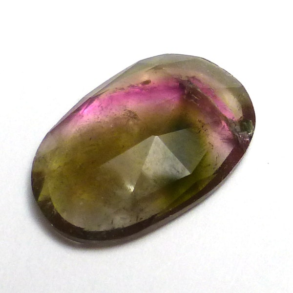 3.600 Carats Tourmaline Cabochon Rose Cut Watermelon Pink Green Natural Gemstone - Ring Stone Rubellite One of a Kind Faceted Handmade