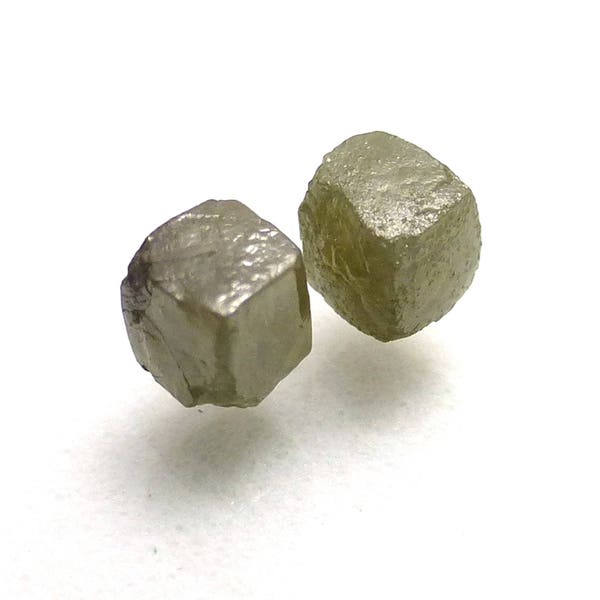 0.775 Carats Rough Raw Diamond Loose Gemstones Charcoal Pair Set Two Sparkling Natural Uncut 3mm Cubes Perfect for Earrings Can use in PMC