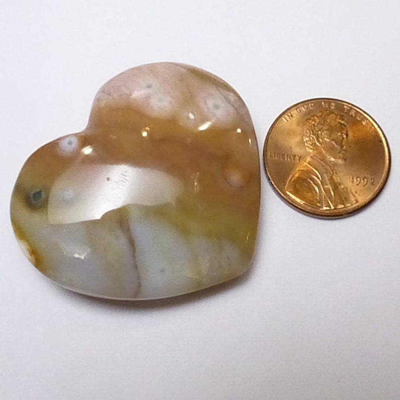 Ocean Jasper Cabochon Heart Shaped Quality Hand Cut Designer Form One of a Kind Beautiful Pattern Modeling LARGE