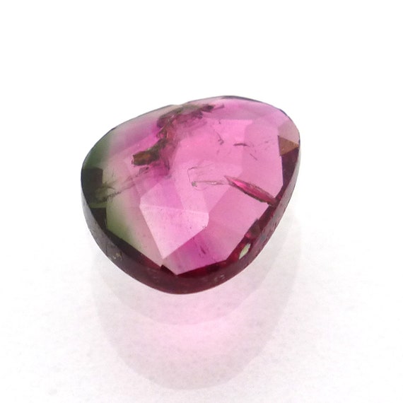 Rubellite Tourmaline Cabochon Rose Cut Watermelon Pink Gemstone One of a Kind Faceted Handmade Handcut Ring Stone Faceted