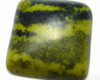 Serpentine Cabochon Serpentineite Square Shape Honed Norwegian Grade AAA Apple Acid Olive Green Opaque Charcoal Handmade Lapidary Hand Cut