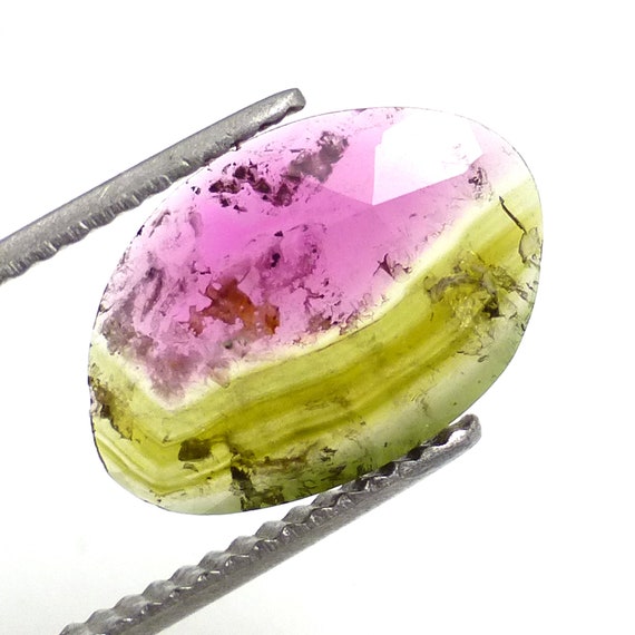 Rubellite Tourmaline Cabochon Rose Cut Watermelon Pink Gemstone One of a Kind Faceted Handmade Handcut Ring Stone Faceted