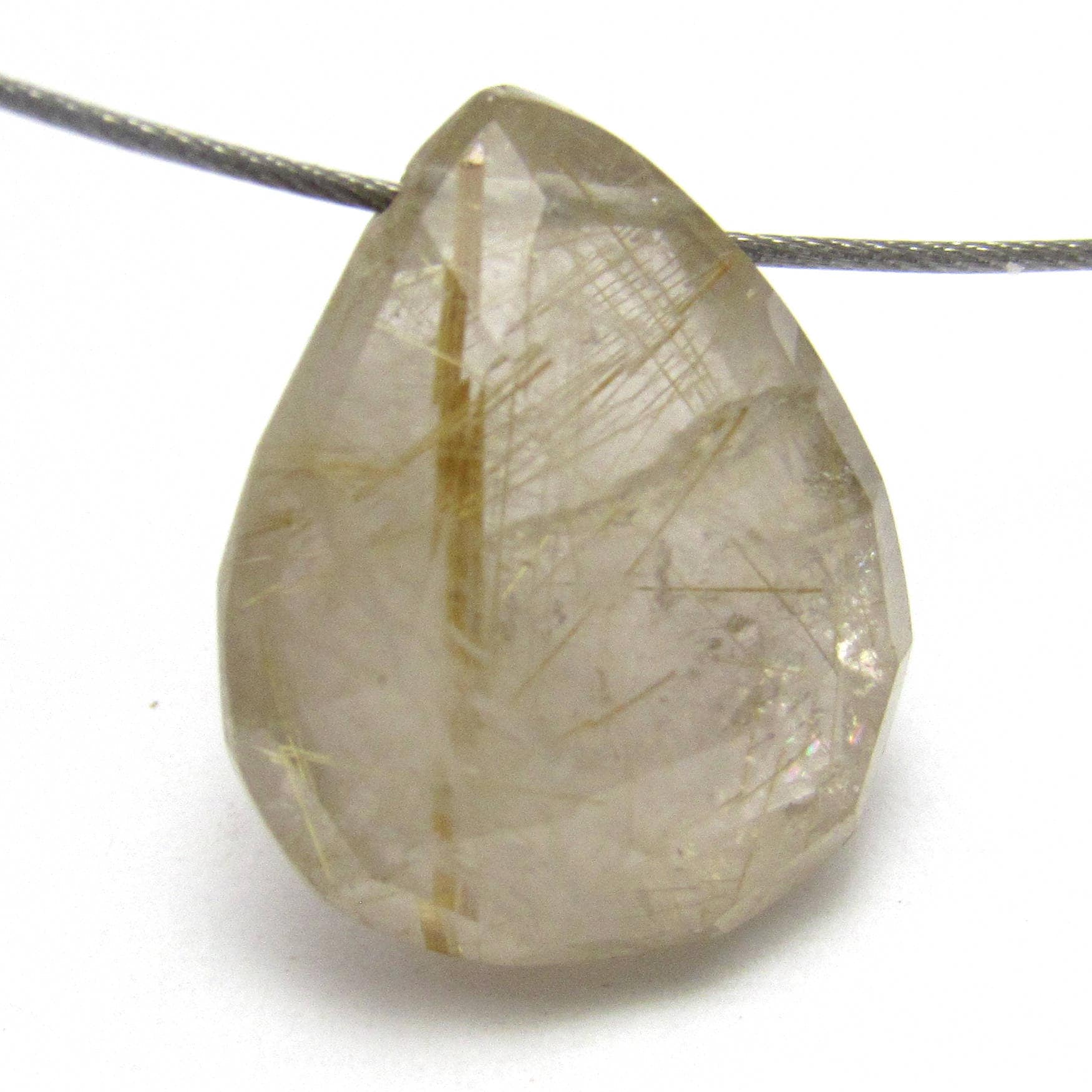 Faceted Nugget Rutilated Quartz Focal Bead Rutilated Quartz Bead 22 mm Focal Faceted Nugget Rutilated Quartz Focal Bead Rutilated Quartz Bead 22 mm Focal