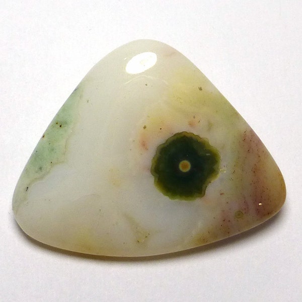 Cabochon de jaspe océanique, 22,785 carats, trillion modifié, poli rose vert, pavot de Madagascar, bijoux pendentif Triangle lapidaire taillés à la main