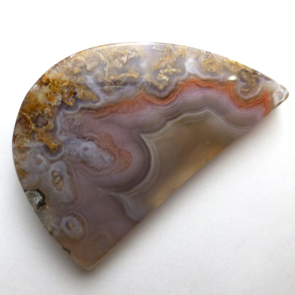 Coyamito Agate Cabochon Large Free Form Designer Cut Handcut Handmade Lapidary Lavender Purple Rust Orange Cream Rare One of a Kind Jewelry