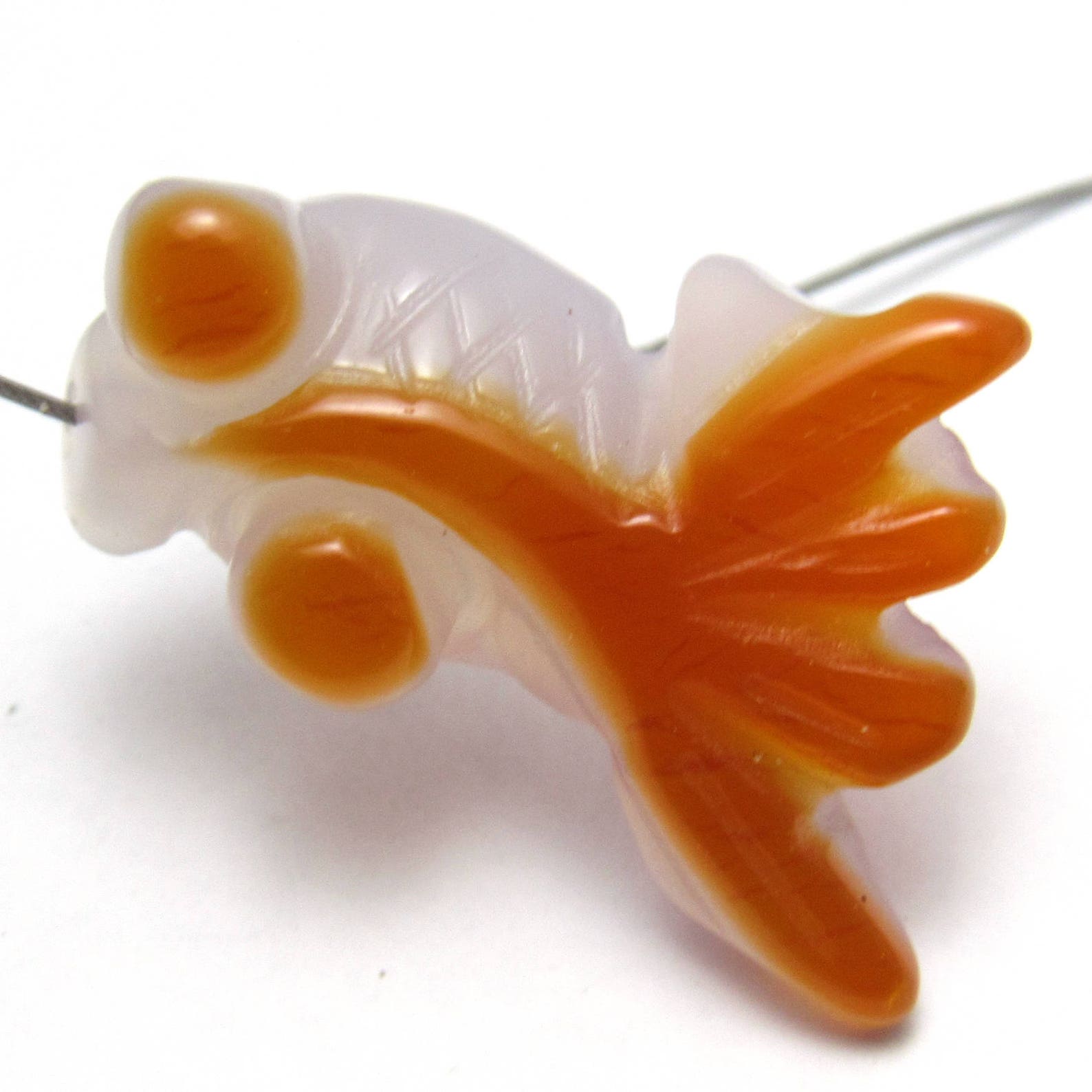 Carnelian Fish Bead Orange Goldfish Fancy Tail Koi Pond Focal Etsy