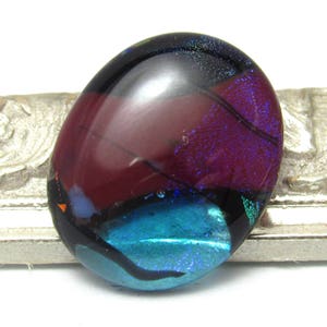 Dichroic Glass Cabochon Handmade One of a Kind Handmade Lisajoy Sachs Design Designer Jewelry Necklace Pendant Unique Unusual Ring