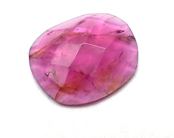 1.035 Carats Tourmaline Cabochon Rose Cut Watermelon Pink Rubellite Small Gemstone Rubellite One of a Kind Faceted Handmade Handcut
