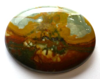 Rocky Butte Picture Jasper Cabochon Large Oval Landscape Old Stock Vintage One of a Kind Rare Hand Made Designer Lapidary Handmade Jewelry