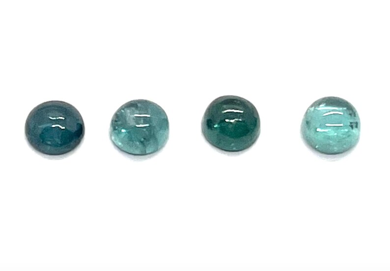 1 Karat Blauer Turmalin Cabochon ONE 6,5 mm +/- Runde seltene Indigolith gewölbte natürliche Edelstein Perfekte Ringstein Karibik Aqua Paraiba Bild 1