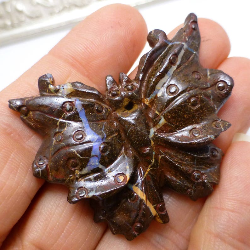 Boulder Opal Butterfly Focal Bead Australian 3D Carved AMAZING Matrix One of a Kind handmade Unique Migration Christmas Gift