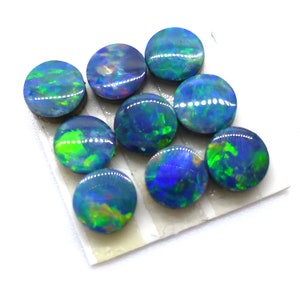 ONE - 4mm Round Australian Blue Opal Doublet Cabochon Rainbow Confetti Pin Fire - Play of Color -Perfect for Stacking Rings -Jewelry Repair