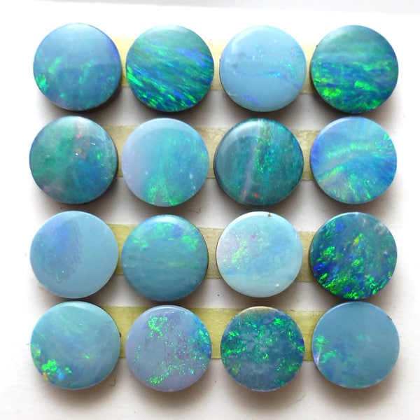 4.5mm Round Opal Cabochon Doublet Light Blue Green Australian ONE CAB Calibrated Perfect for Stacking Rings Jewelry PinFire