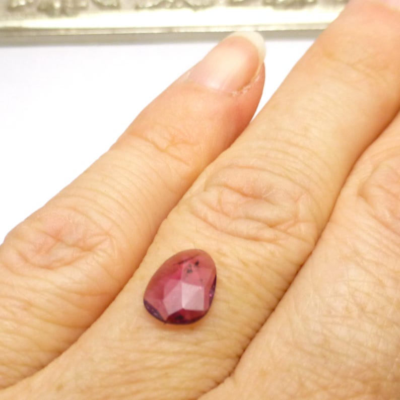 Rubellite Tourmaline Cabochon Rose Cut Watermelon Pink Gemstone One of a Kind Faceted Handmade Handcut Ring Stone Faceted