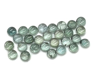 0.30 Carats Blue Green Gray Tourmaline Cabochon ONE STONE 4mm +/- Round Indicolite Domed Natural Gemstone Perfect For Jewelry Aqua Paraiba
