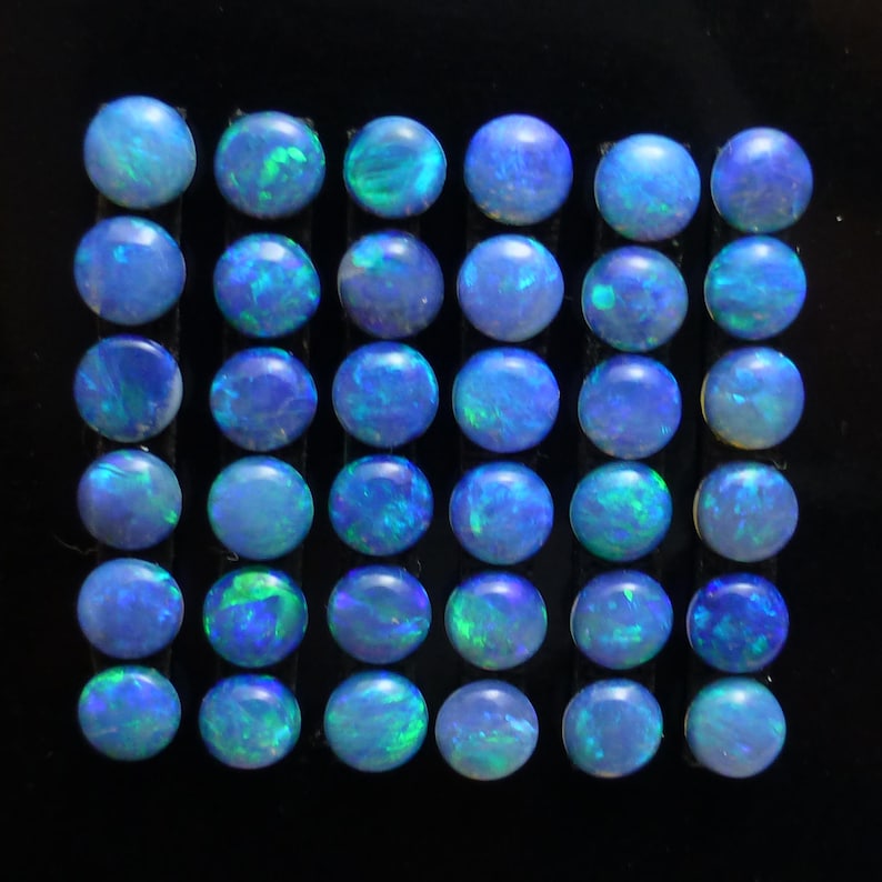 Lightning Ridge Black Opal 3mm ONE Calibrated Cabochon Round Solid BlueGreen Australian Boulder Jelly Stacking Rings Ring Jewelry Repair