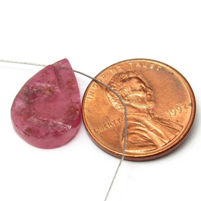 Ruby Crystal Slice Natural Focal Bead Cabochon Magenta Sapphire Corundum September Birthstone Pink Magenta Flat One of a Kind Raw Rough