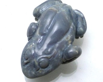 45.62 Carats Black Opal Frog Carving Handmade Carved Solid Blue and Grey Lightning Ridge Opals Australian Australia Boulder Jelly Amphibian