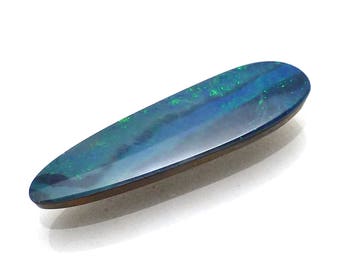 1.680 carats Opal Cabochon Doublet Australian Boulder with Blue Green Fire Coober Pedy Ocean Aqua Freeform Designer Boulder One of a Kind